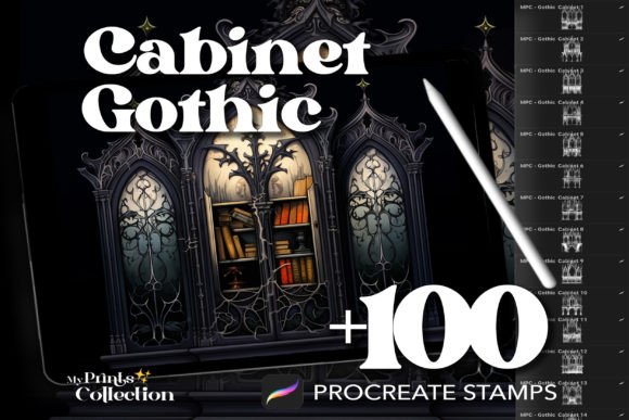 100 Procreate Cabinet Gothic Stamps: A Practical Tool for Enhancing Digital Art with Vintage Flair
