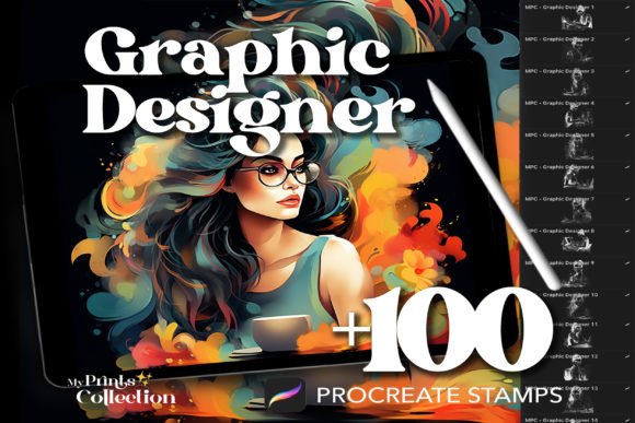 100 Procreate Graphic Designer Stamps: Enhancing Digital Art with Precision and Style