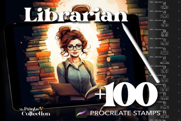 100 Procreate Librarian Stamps: Enhance Digital Art with Literary Flair