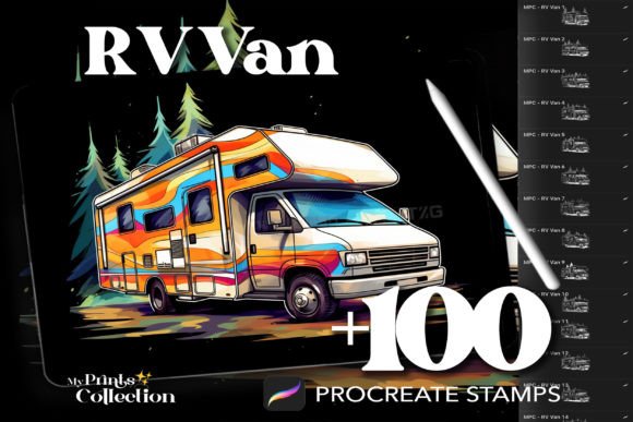 100 Procreate RV Van Stamps: Enhance Your Digital Illustrations with a Touch of Wanderlust