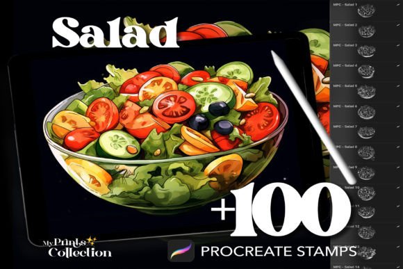 100 Procreate Salad Stamps for Fresh Digital Art