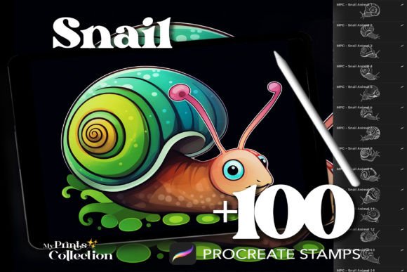 100 Procreate Snail Stamps