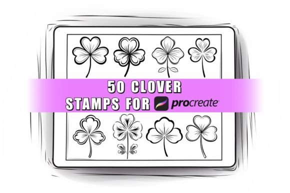 50 Clover Procreate Stamps Brush for Creative Designers