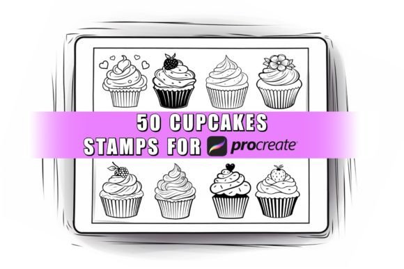 50 Cupcakes Procreate Stamps: A Sweet Addition to Digital Design Workflows