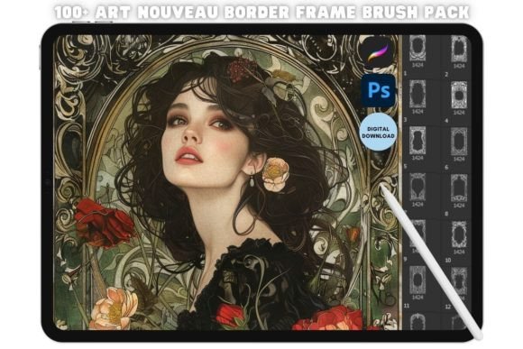 Art Nouveau Border Frame Brush: Timeless Elegance for Digital Designers