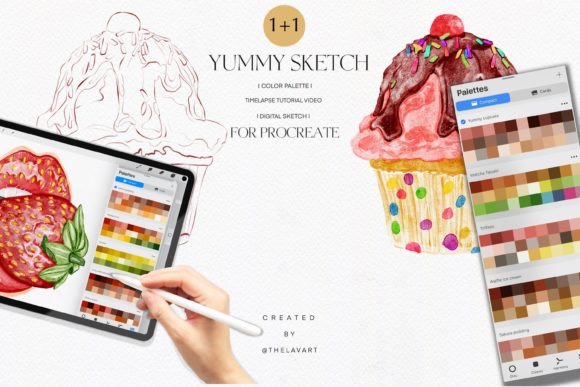 Birthday Cupcake Sketch Color Palette for Procreate: A Creative Tool for Digital Artists