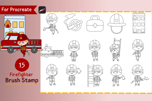 Cute Firefighter Doodles for Creative Procreate Art
