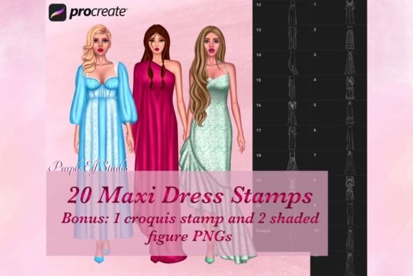 Maxi Dress Procreate Stamps: A Game-Changer for Digital Fashion Illustration